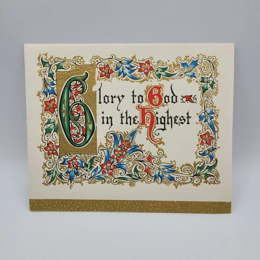 Vintage Christmas Card Glory to God Cartwrights Holiday Greeting‎